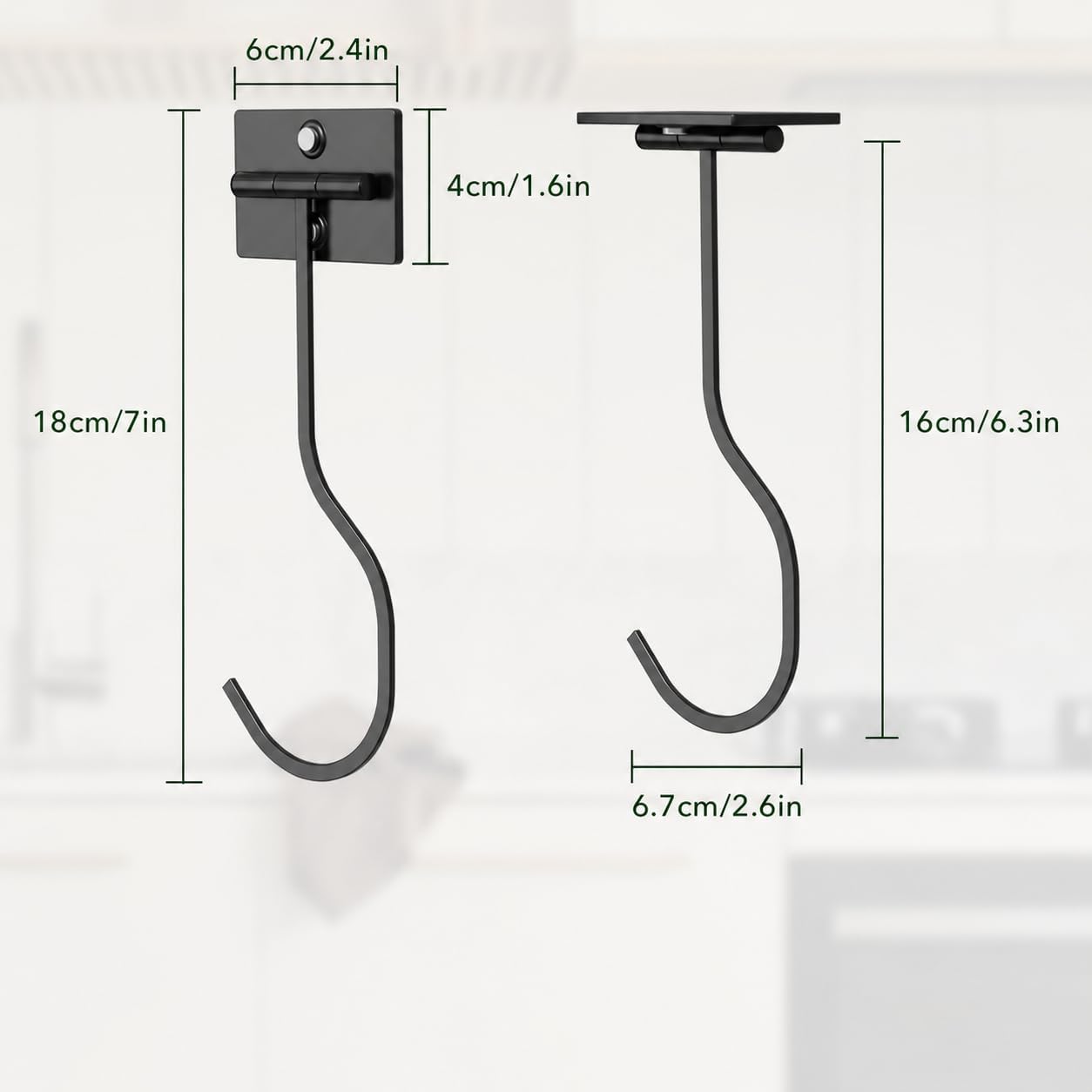 bussdis Under Cabinet Banana Hook Foldable - Adhesive Bananas Hanger. Heavy Duty Stainless Banana Holder (13lb). Magnetic Fold-Up When Not in Use. Premium Material. Black - Image 2