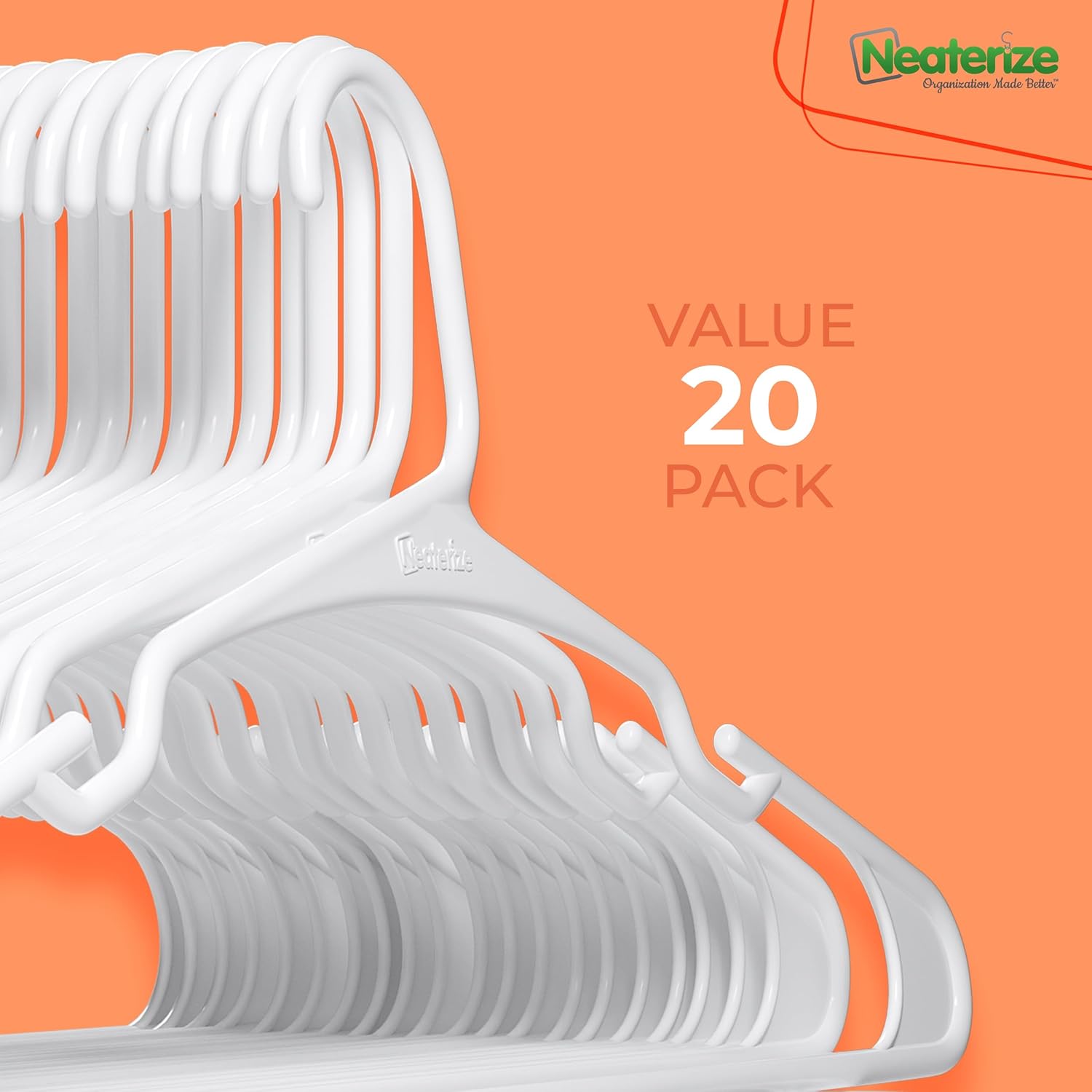 NEATERIZE Clothes Hangers Plastic 20 Pack For Adults - Plastic Hangers. The Perfect Coat Hanger and Space Saving Clothes Hangers for Closet. Percheros Ganchos para Colgar Ropa Hangars - Purple Hangers - Image 7