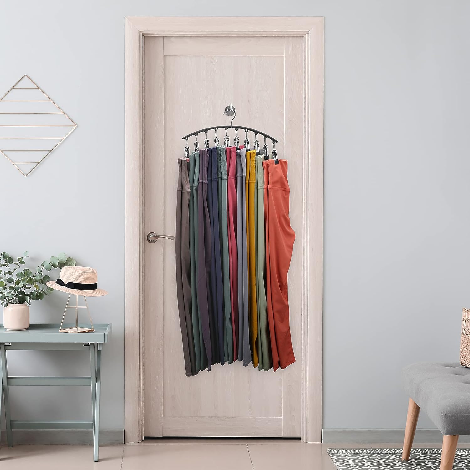 Volnamal Legging Organizer for Closet.2 Pack Metal Yoga Pants Hangers w/10 Clips Hold 20 Leggings.Space Saving Hanging Closet Organizer Clothes Hanger College Dorm Essentials Apartment Essential.Black - Image 7