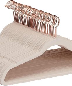 Amazon Basics Space Saving Slim Velvet Non-Slip Suit Clothes Hangers. Sturdy Construction. Closet Organizer. Pack of 50. Blush Pink/Rose Gold