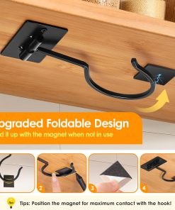 Alternative view of Self Adhesive Banana Hook Under Cabinet Foldable Banana Hanger Black Metal Under Counter Banana Hook to Keep Bananas Fresh Banana Holder for Kitchen RV Space Saving
