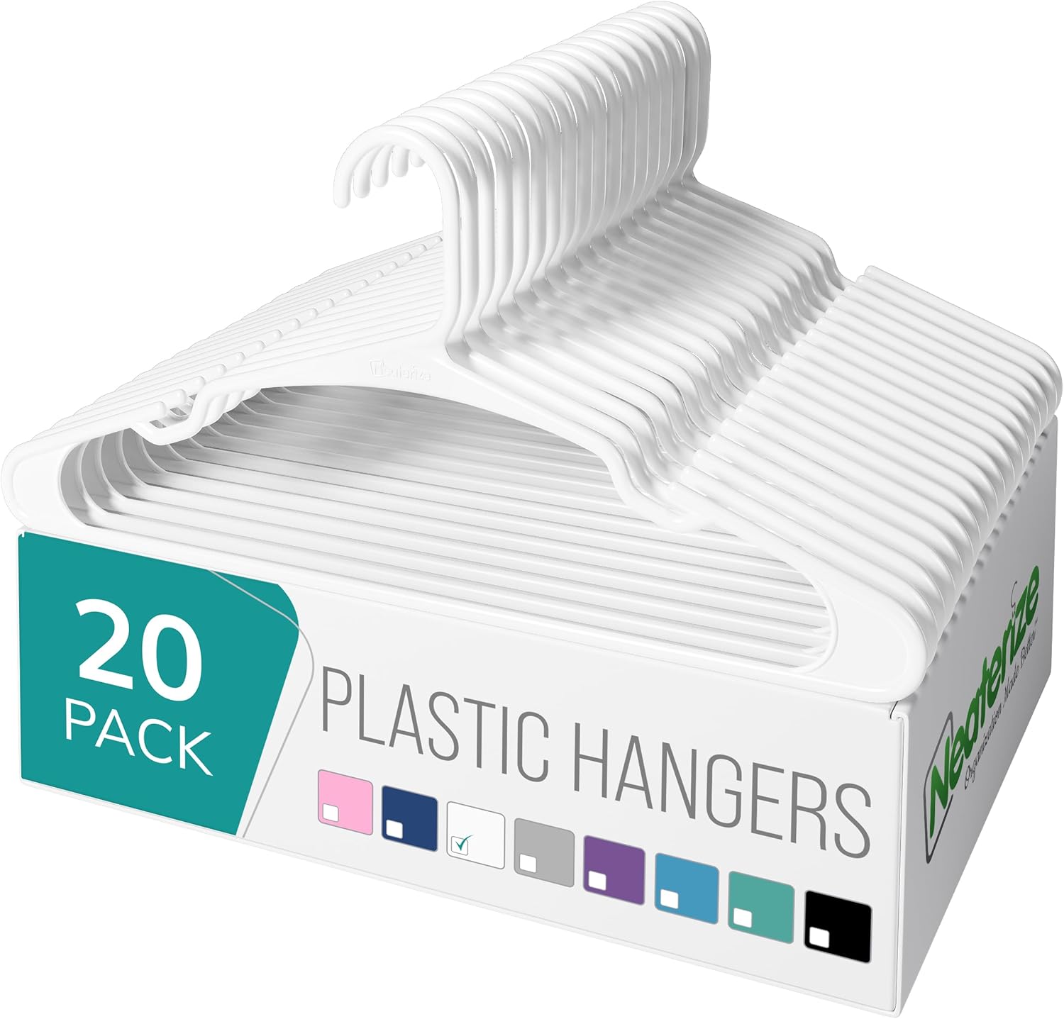NEATERIZE Clothes Hangers Plastic 20 Pack For Adults - Plastic Hangers. The Perfect Coat Hanger and Space Saving Clothes Hangers for Closet. Percheros Ganchos para Colgar Ropa Hangars - Purple Hangers