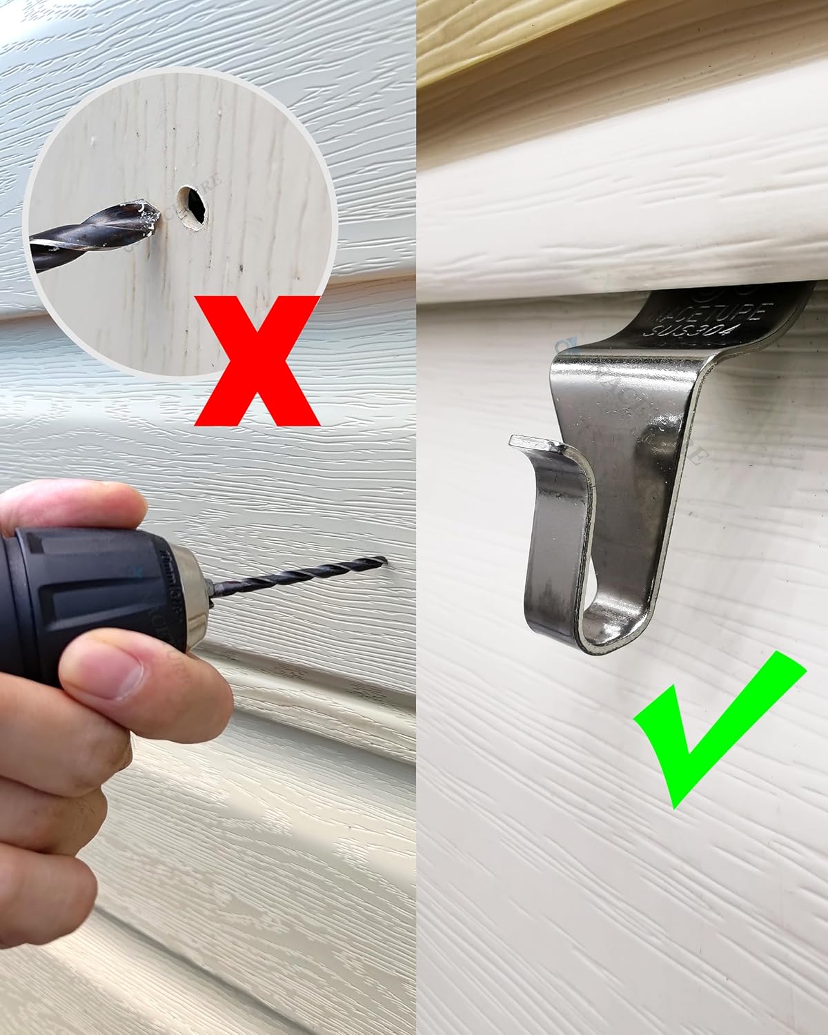 NACETURE Vinyl Siding Hooks 20 Pack Heavy Duty Siding Clips Vinyl Siding Hanger for Hanging on Patio. No Hole Need Command Outdoor Hook Hang to Decor Wreath Things | Heavy Duty - Image 7